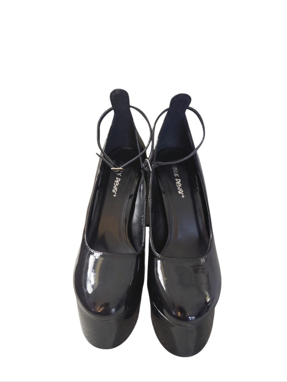 NEW Public Desire Black Patent Platform Mary Jane Heels with Ankle Strap size 6 - Picture 2 of 11